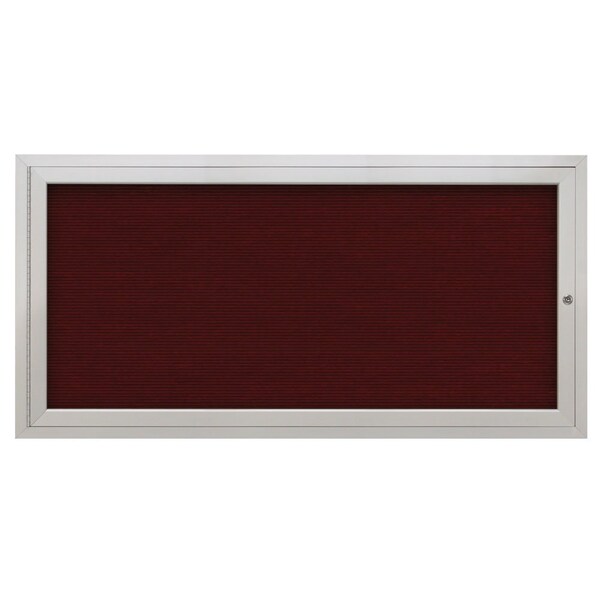 72"x36" 3-Door Enclosed Outdoor Letterboard, Hdr, Burgundy/Satin